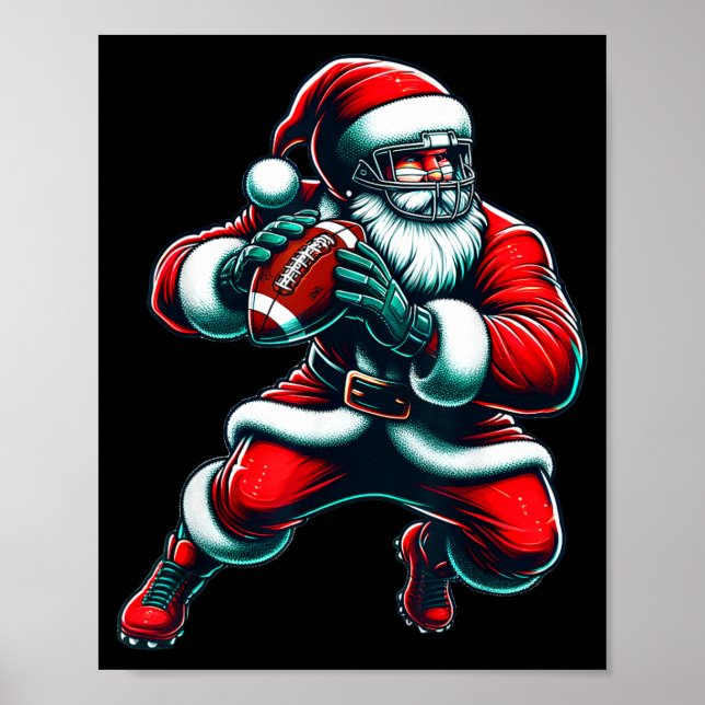 Póster Santa Playing American Football Christmas Women Me (Frente)