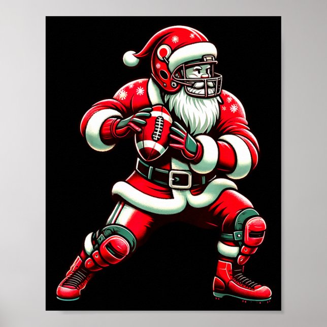 Póster Santa Playing American Football Christmas Women Me (Frente)