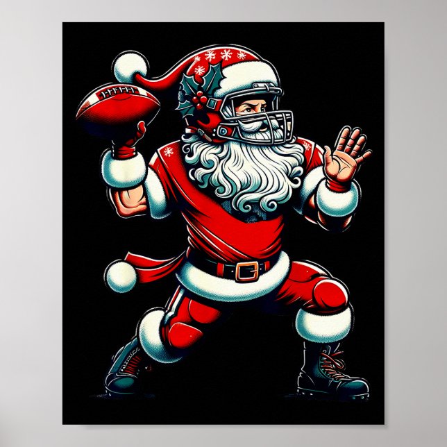 Póster Santa Playing American Football Christmas Women Me (Frente)