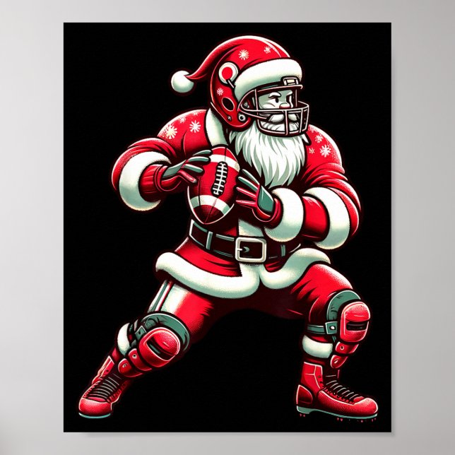 Póster Santa Playing American Football Christmas Women Me (Frente)