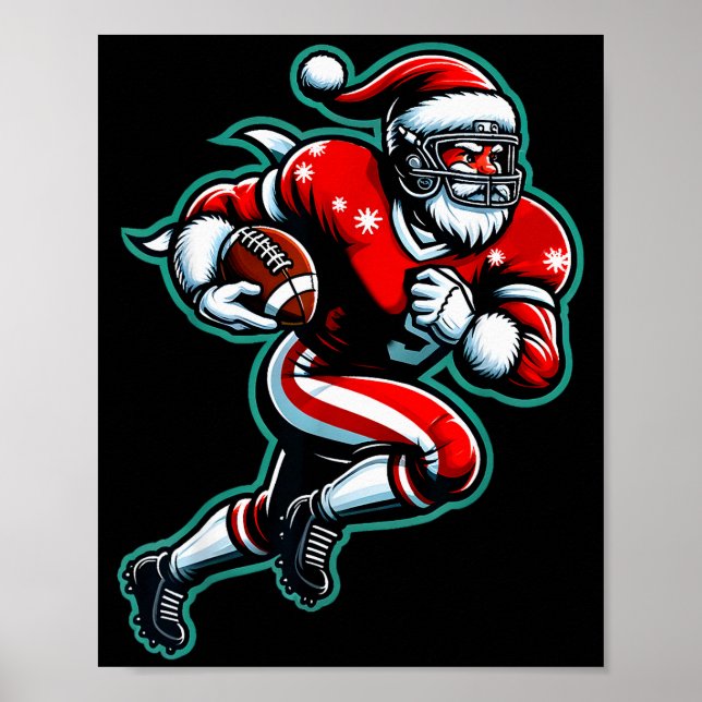 Póster Santa Playing American Football Christmas Women Me (Frente)