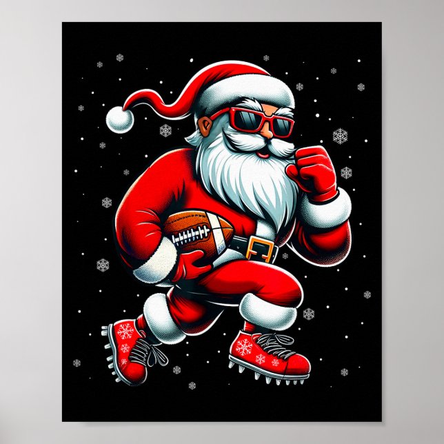 Póster Santa Playing Football Men Boys Christmas Football (Frente)