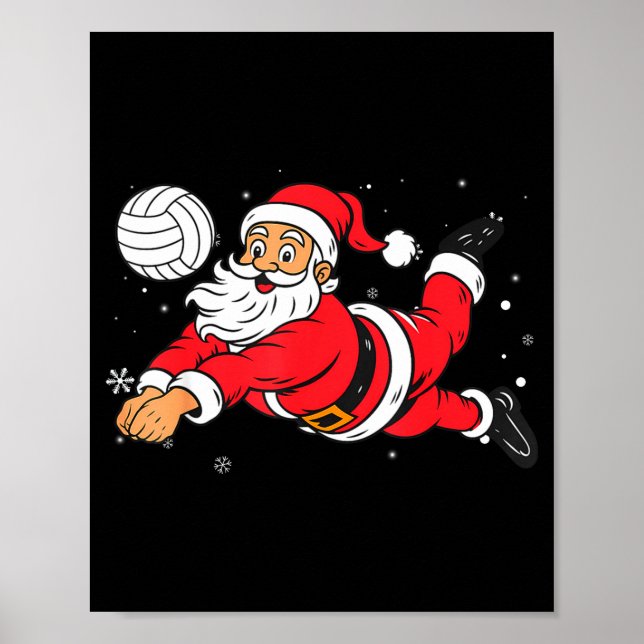 Póster Santa Playing Volleyball Christmas Pajama Cool Srt (Frente)