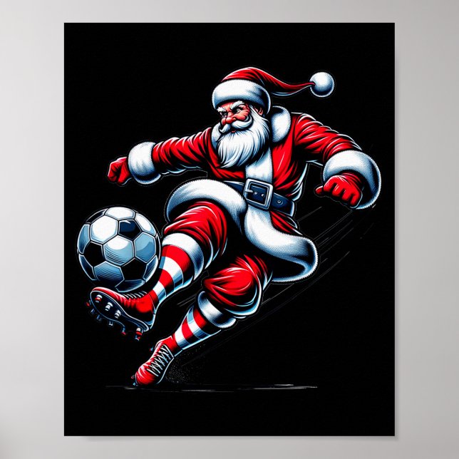 Póster Santa Plays Soccer Christmas Srts Women Men Kids  (Frente)