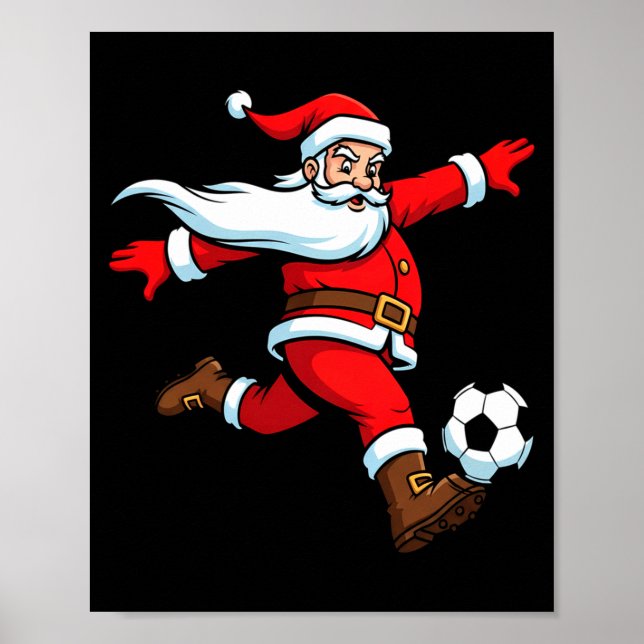 Póster Santa Plays Soccer Christmas Srts Women Men Kids L (Frente)