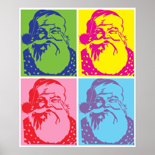 Póster Santa Pop art Merry Christmas (Frente)