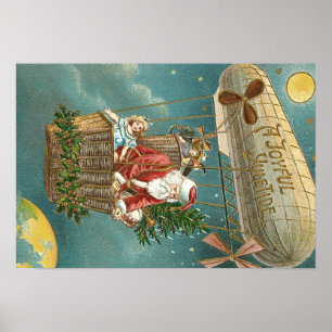 Póster Santa Presenta Regalos Balón de Árbol de Navidad