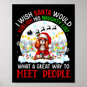 Póster Santa Publish Naughty List Cavalier King Charles S