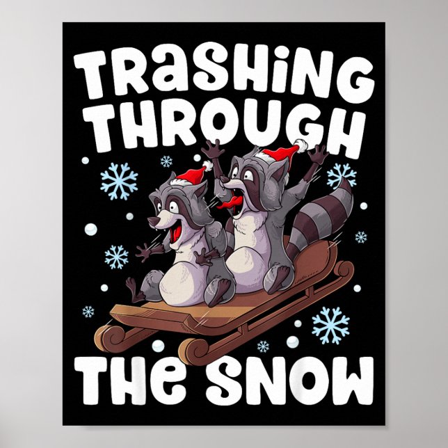 Póster Santa Racoon Trashing Through The Snow Cute Christ (Frente)