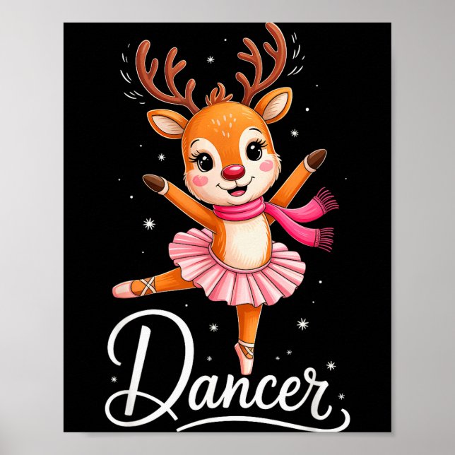 Póster Santa Reindeer Ballet Dancer Cute Christmas Men Wo (Frente)