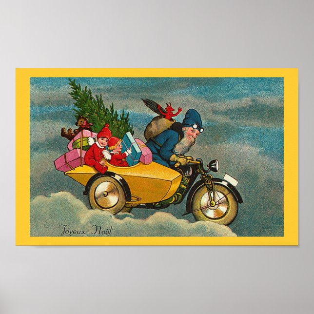 Póster Santa Rides en motocicleta - Poster (Frente)