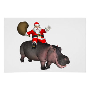 Póster Santa Riding En Hippo
