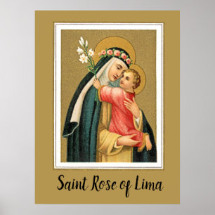 Póster Santa Rosa de Lima y el Niño Jesús (M 023)