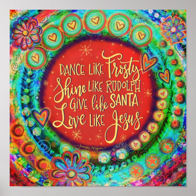 Póster Santa Rudolph Frosty Jesús Navidades Inespirituali (Frente)