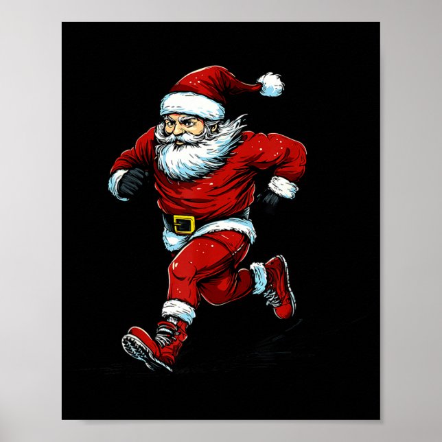 Póster Santa Running Cross Country Xc Runner Christmas Xm (Frente)