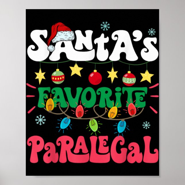 Póster Santa S Favorite Paralegal Funny Santa Xmas Light  (Frente)