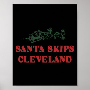 Póster Santa Salta Cleveland Santa Reindeer Navidad