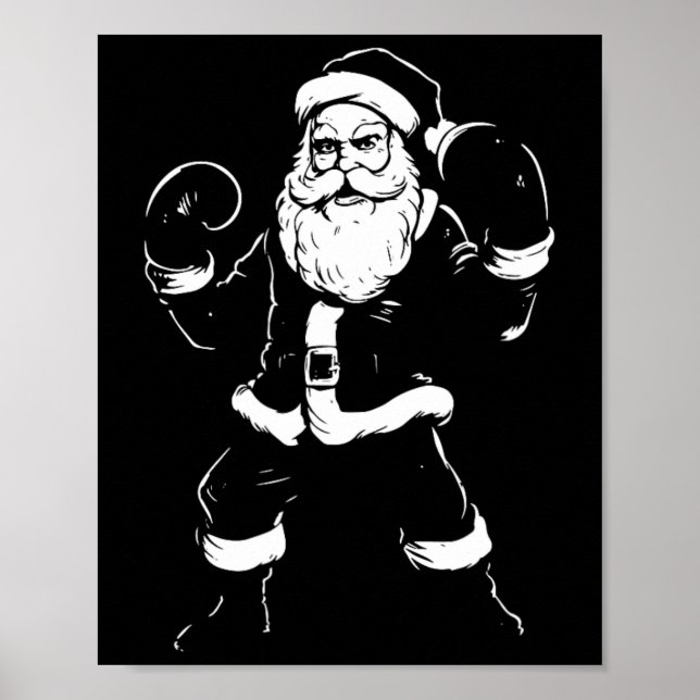 Póster Santa Santa, Boxeador Kickboxing Navidad Mar (Frente)