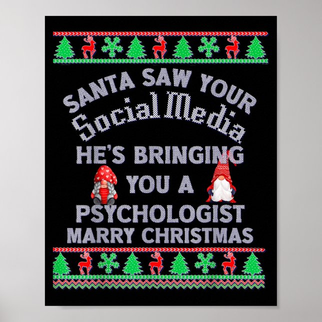 Póster Santa Saw Your Social Media Litical Ugly Christmas (Frente)