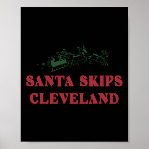 Póster Santa se salta Cleveland Divertido Santa Reno Navi