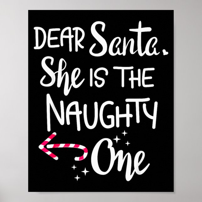 Póster Santa She Is The Naughty One Couples Christmas Cut (Frente)