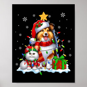 Póster Santa Sheltie Con El Propietario De La Luz De Navi