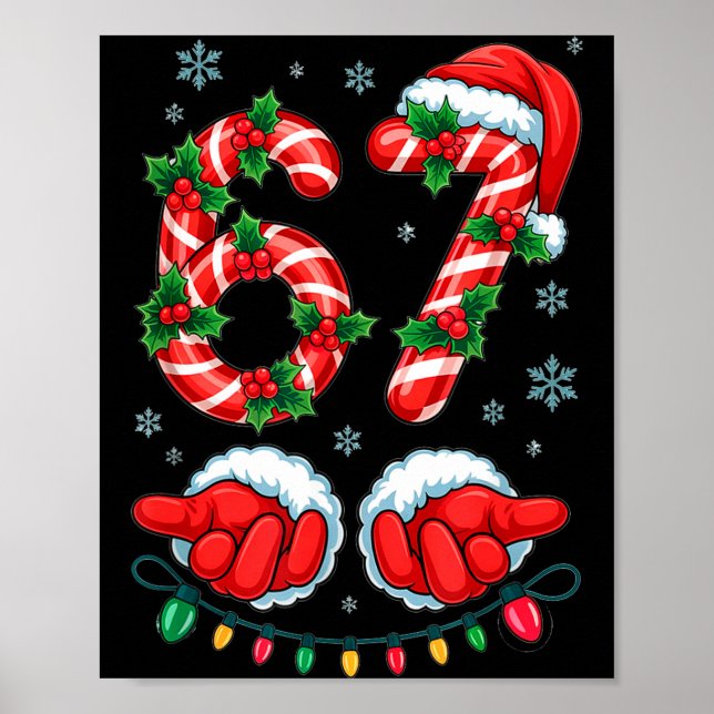 Póster Santa Six Seven 67 Meme Christmas 67 Candy Cane Ki (Frente)
