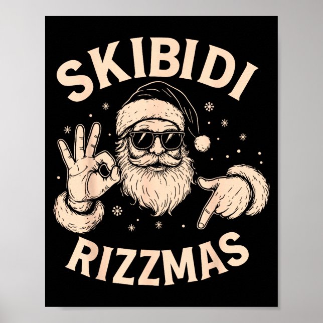 Póster Santa Six Seven Meme 67 Hands Sign Rizz Skibidi Ri (Frente)