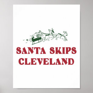 Póster Santa Skip Cleveland Funny Santa Reindeer Xmas Ch
