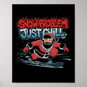 Póster Santa Snowboarding Gráfica Tee Bold Streetwear Win