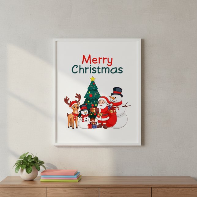 Póster Santa, Snowman Y Los Renos Feliz Navidad (Subido por el creador)
