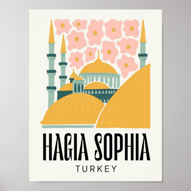Póster Santa Sofía Estambul Turca floral (Frente)