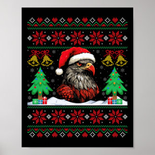 Póster Santa sombrero Ugly Hawk Navidad árbol halcón Navi