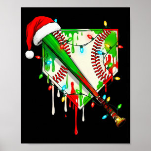 Póster Santa Srts Hielo Béisbol Navidad Xmas Pijama Niño 