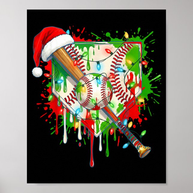 Póster Santa Srts Ice Baseball Christmas Xmas Pajama Kid  (Frente)