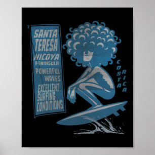 Póster Santa Teresa, Costa Rica Surf Vintage