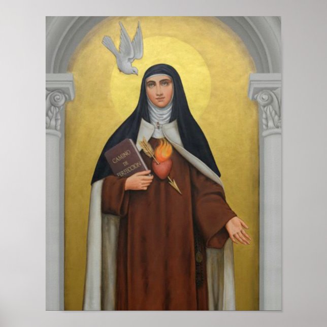 Póster Santa Teresa de Ávila Carmelite Nun Religioso (Frente)