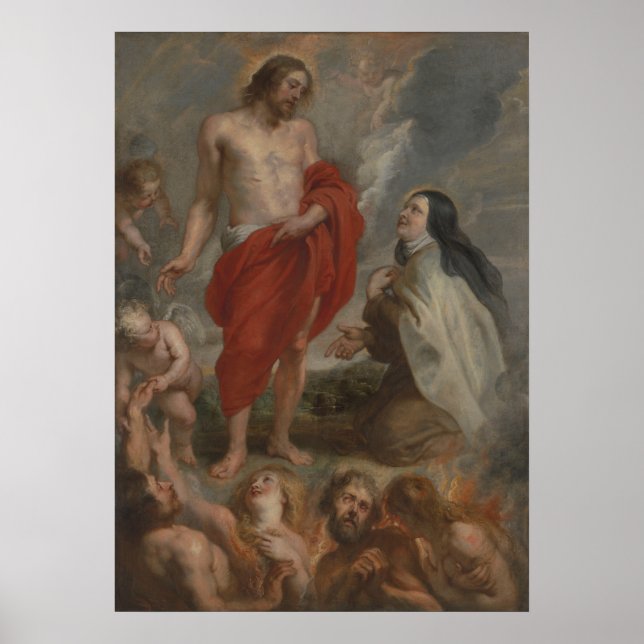 Póster Santa Teresa de Ávila intercediendo por Bernardino (Frente)