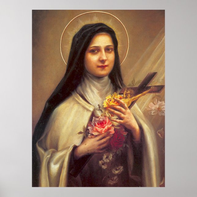 Póster Santa Teresa de Lisieux Pequeña Flor de Jesús Rosa (Frente)