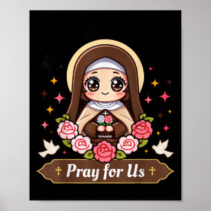 Póster Santa Teresa de Lisieux Ruega Por Nosotros Rosas C