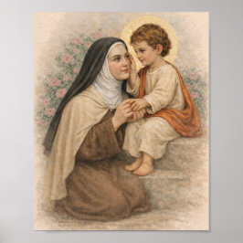 Póster Santa Teresita con Niño Jesús Católica