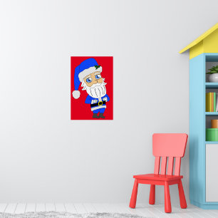 Póster Santa Traje Azul Chibi