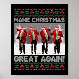 Póster Santa Trump Baile Haz Navidad Grande Otra Vez Feo