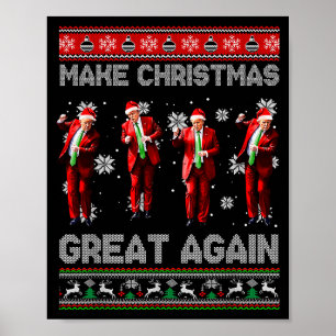Póster Santa Trump Baile Haz Navidad Grande Otra Vez Feo 