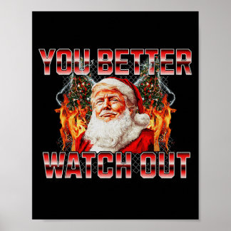 Póster Santa Trump Santa Claus viene a la ciudad 2024 