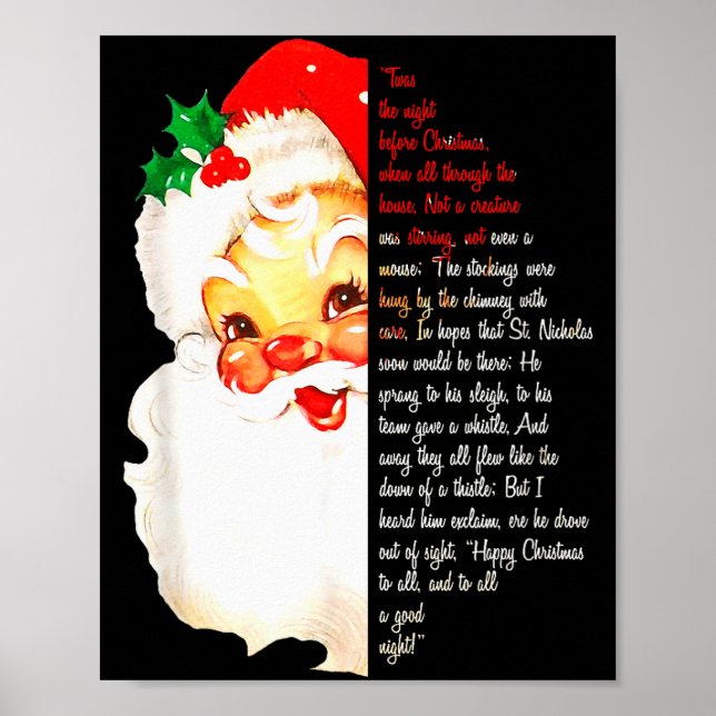 Póster Santa Twas The Night Before Christmas Matching Paj (Frente)
