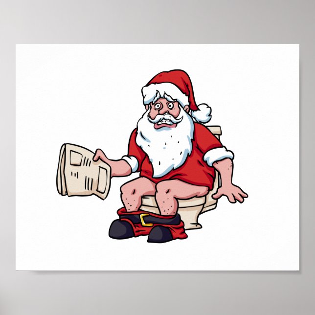 Póster Santa Usando Toilet (Frente)