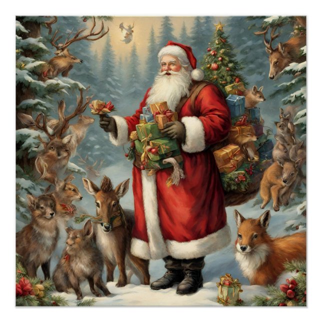 Póster Santa victoriana con animales presentes y forestal (Anverso)
