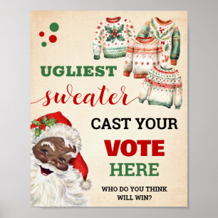 Póster Santa Vote por los Navidades más feos Rótulo suéte