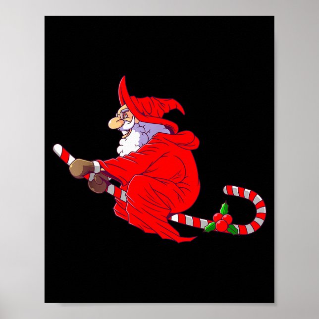 Póster Santa Witch Candy Cane Christmas Santa Hat Funny C (Frente)